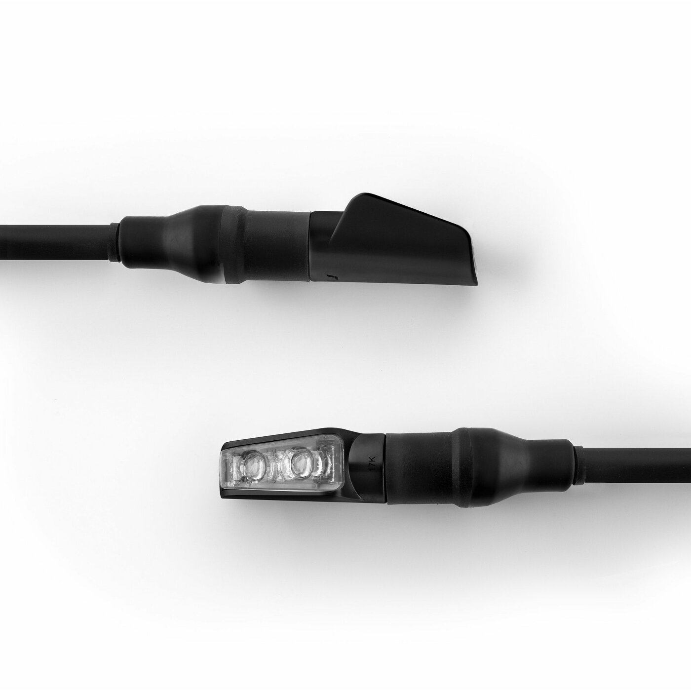 LED-Micro Blinker/Rücklicht-Einheit, 'Spark', Kunststoffgehäuse Abm. nur  ca. 25x11x14.5mm, getöntes Glas, e-geprüft, für vorn & hinten,  gummigelagert, 1 Paar